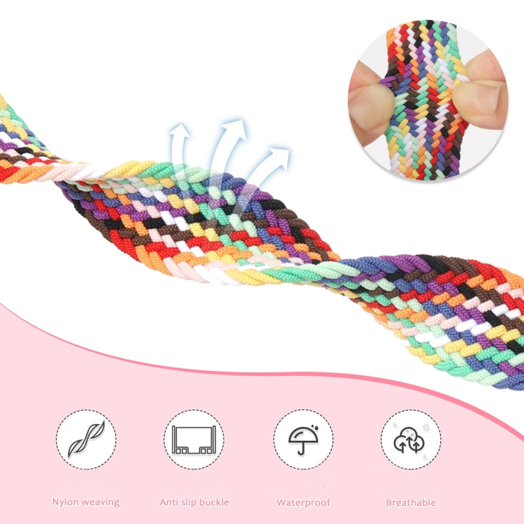 Nylon woven magnetic fold buckle watch strap for Apple Watch Ultra 49mm in various colors, showcasing its soft texture and adjustable buckle.