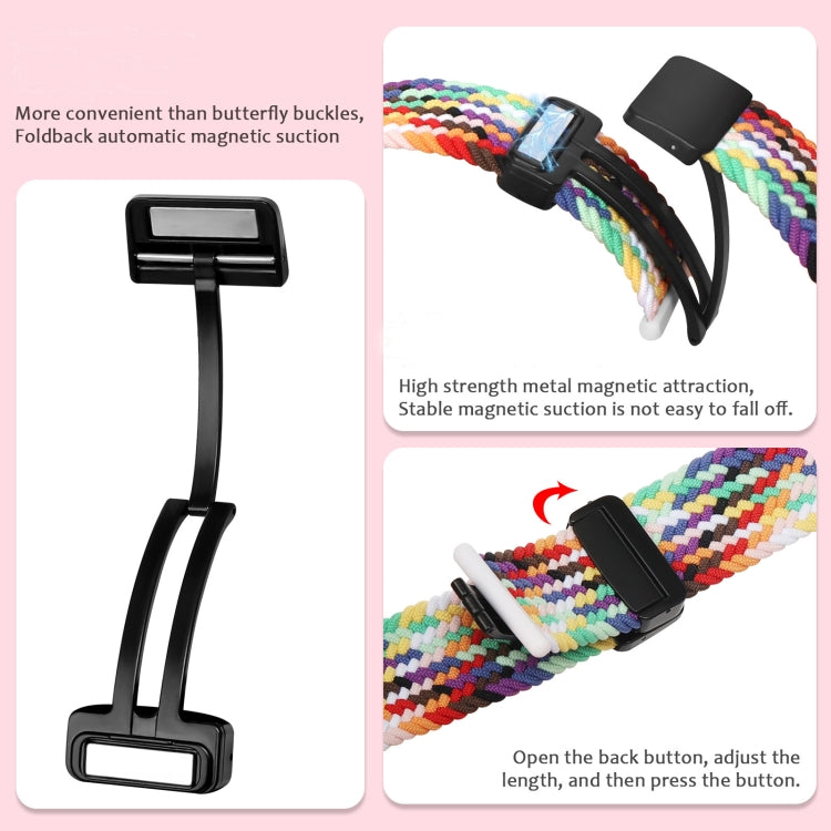 Nylon woven magnetic fold buckle watch strap for Apple Watch Ultra 49mm in various colors, showcasing its soft texture and adjustable buckle.