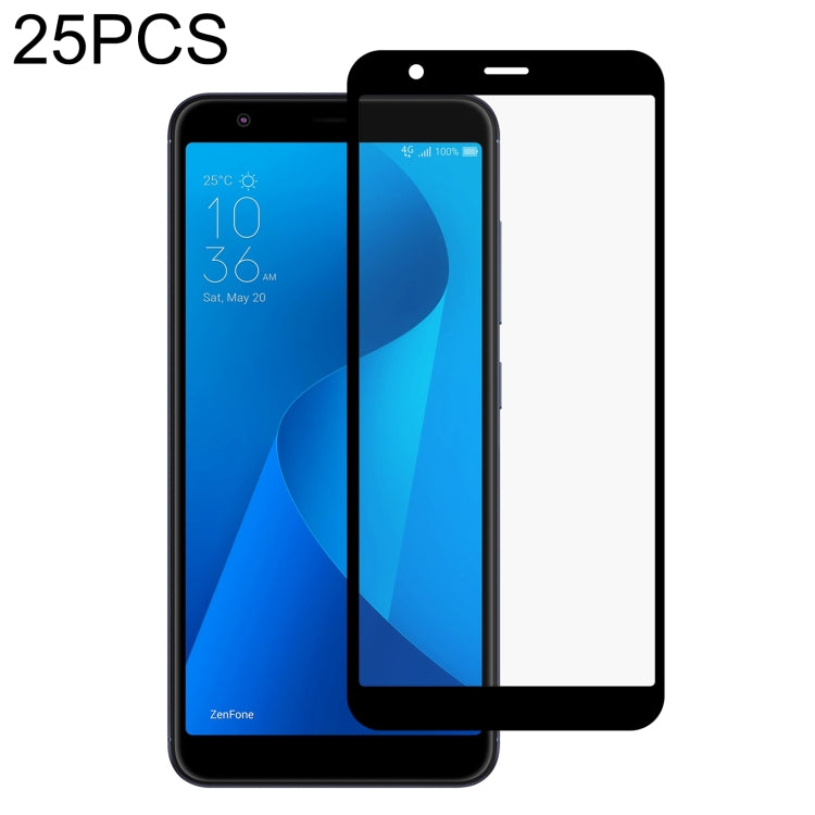 25 PCS Full Glue Full Cover tempered glass screen protector for Asus Zenfone Max Plus M1 ZB570TL, showcasing its clarity and protective features.