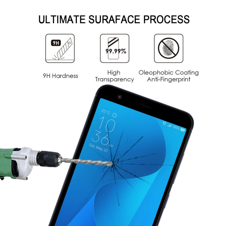 25 PCS Full Glue Full Cover tempered glass screen protector for Asus Zenfone Max Plus M1 ZB570TL, showcasing its clarity and protective features.