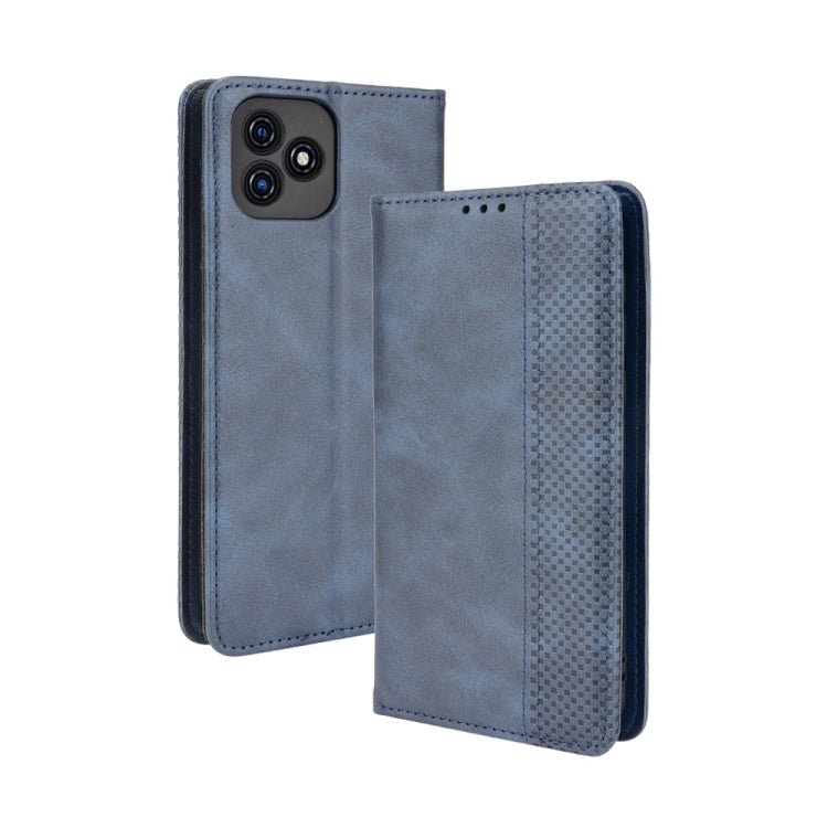 For Blackview Oscal C20 case featuring a magnetic buckle and retro crazy horse texture, showcasing its stylish design and card slots.