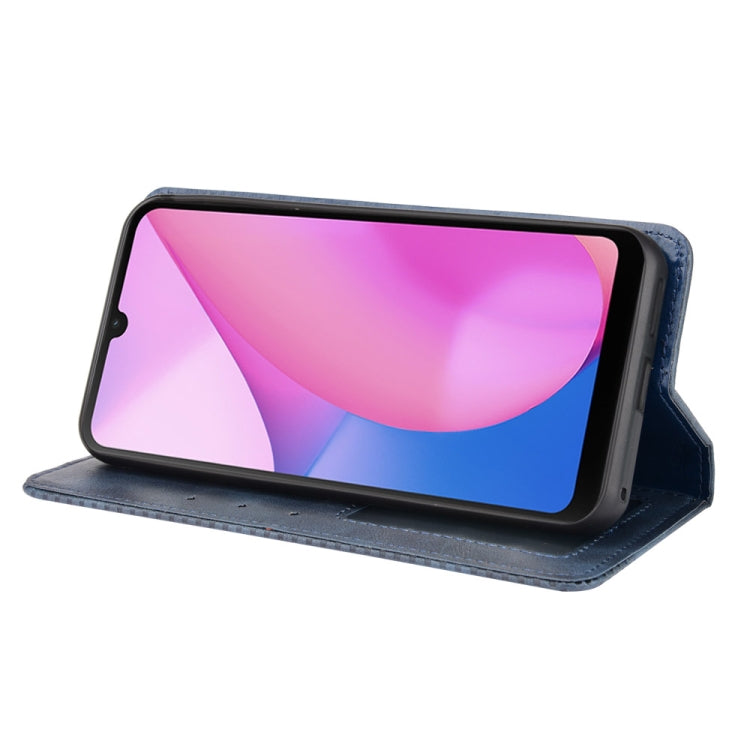 For Blackview Oscal C20 case featuring a magnetic buckle and retro crazy horse texture, showcasing its stylish design and card slots.