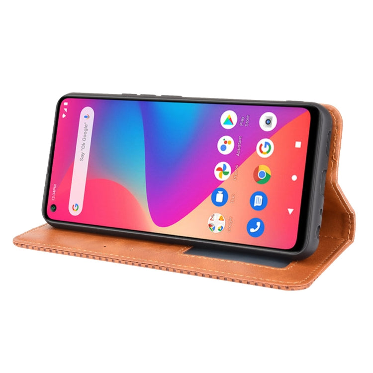 For BLU G91 Magnetic Buckle Case with Retro Crazy Horse Texture, showcasing its stylish design and card slots.