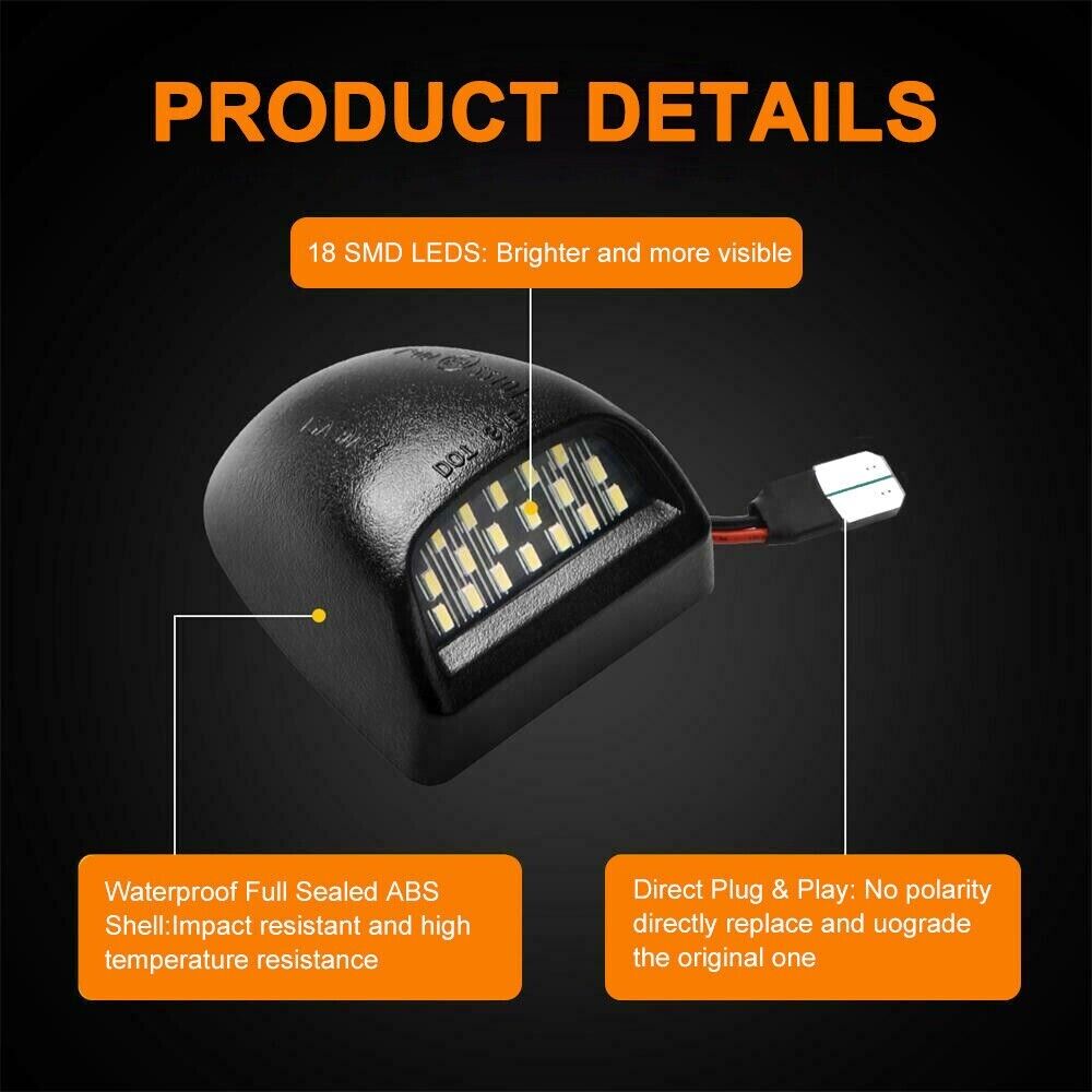 BRIGHT SMD LED License Plate Lights for Chevy Silverado Avalanche 1999-2013, showcasing bright white illumination and durable design.