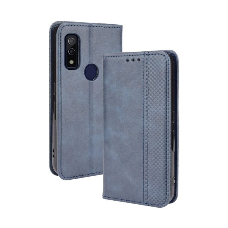 For Fujitsu Arrows WE Magnetic Buckle case with retro Crazy Horse texture, showcasing its stylish design and functional features.