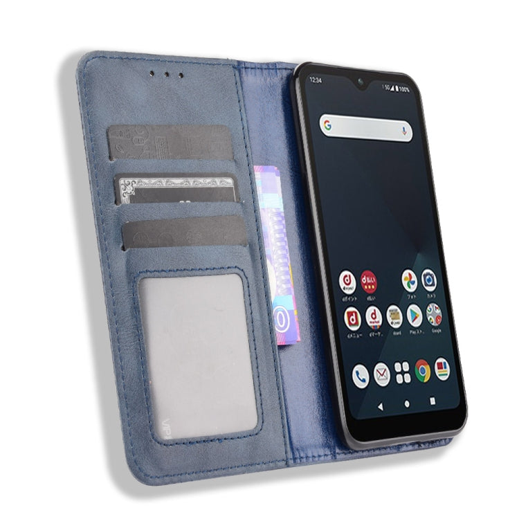 For Fujitsu Arrows WE Magnetic Buckle case with retro Crazy Horse texture, showcasing its stylish design and functional features.