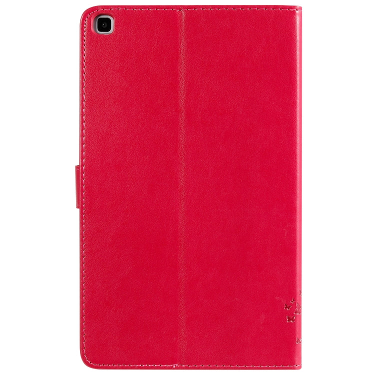 Galaxy Tab A 8.0 (2019) case featuring a pressed printing design of a cat and tree, made from PU leather and TPU material.