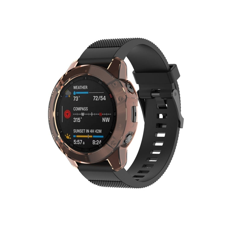 TPU half coverage protective case for Garmin Fenix 6 smartwatch, showcasing its soft material and precise fit.