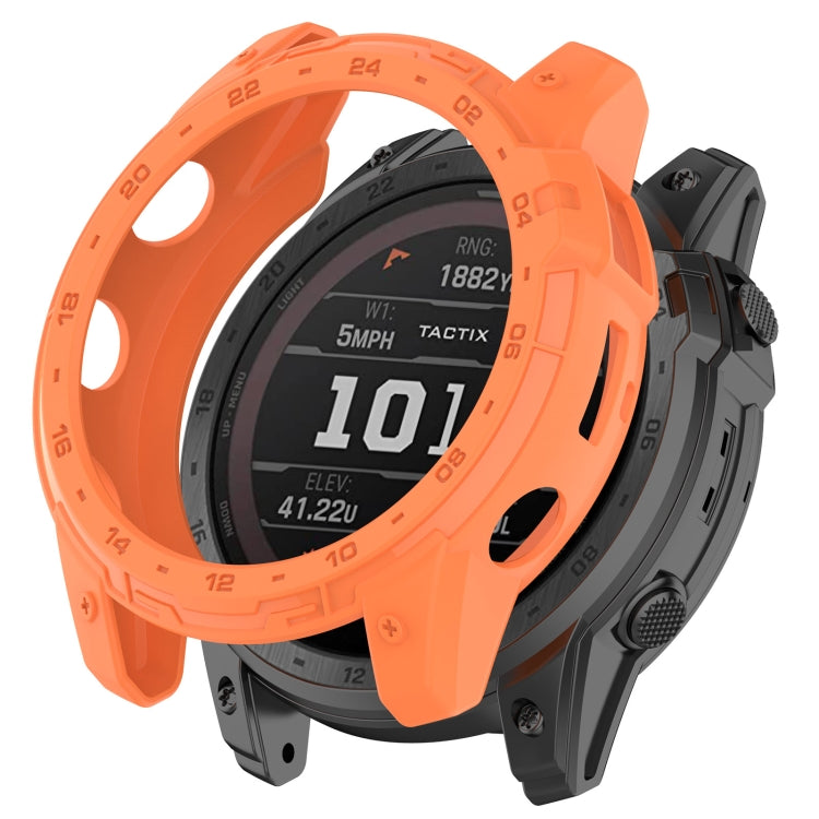 Garmin Tactix 7 Amoled Armor Hollow TPU Watch Protective Case in black, showcasing its ergonomic design and soft rubber material.