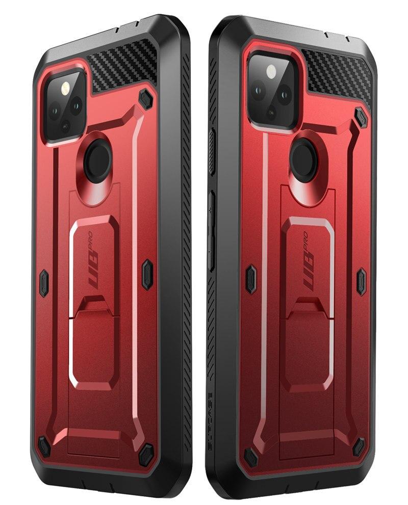 For Google Pixel 4A 5G UB Pro Full-Body Rugged Holster Case in Black, showcasing its durable design and built-in screen protector.