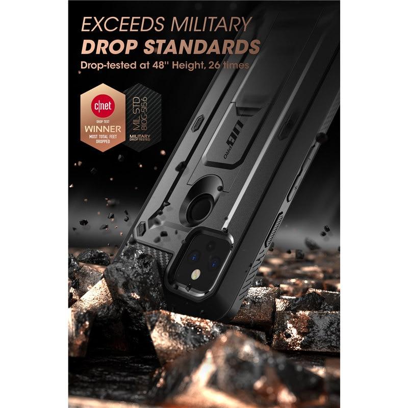 For Google Pixel 4A 5G UB Pro Full-Body Rugged Holster Case in Black, showcasing its durable design and built-in screen protector.