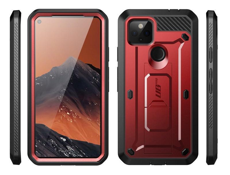 For Google Pixel 4A 5G UB Pro Full-Body Rugged Holster Case in Black, showcasing its durable design and built-in screen protector.
