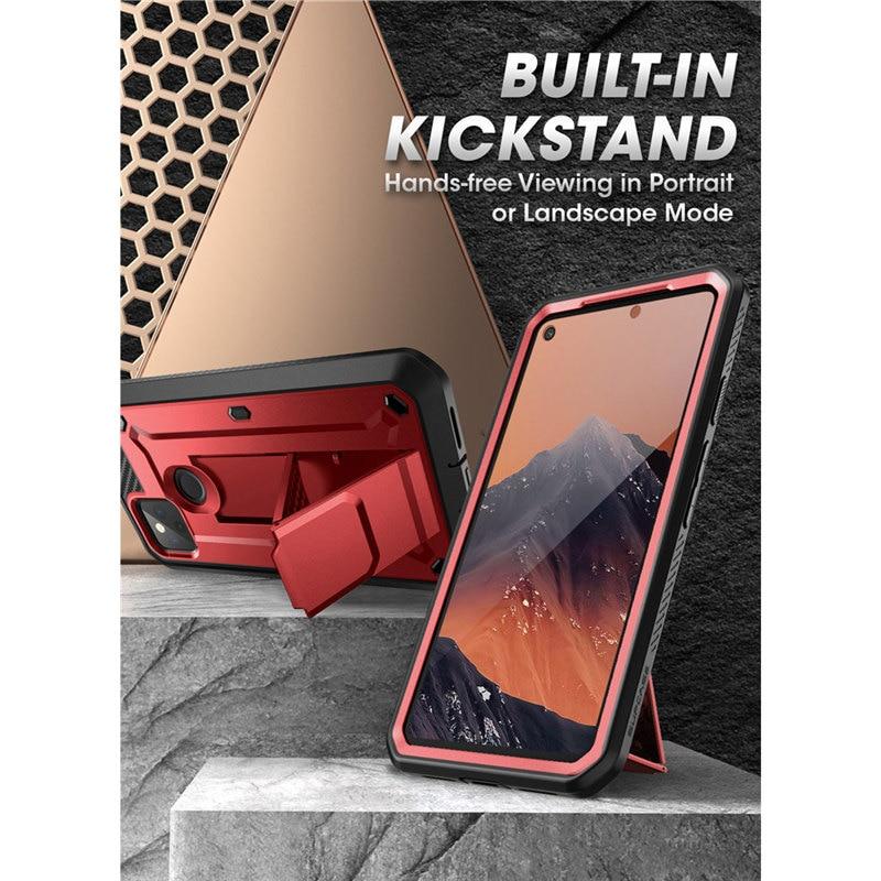 For Google Pixel 4A 5G UB Pro Full-Body Rugged Holster Case in Black, showcasing its durable design and built-in screen protector.