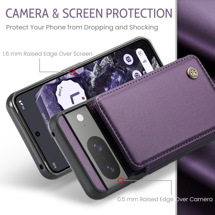 CaseMe C22 phone case for Google Pixel 8 with card slots and RFID protection, showcasing its stylish design and functionality.