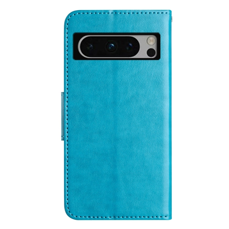 Butterfly flower pattern flip leather phone case for Google Pixel 8 Pro, showcasing its stylish design and functional features.