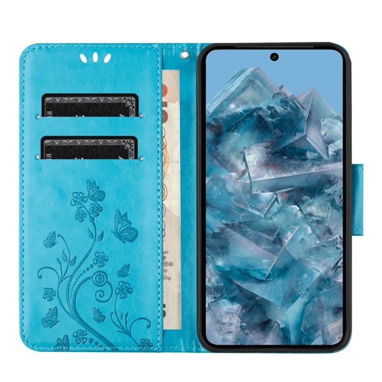 Butterfly flower pattern flip leather phone case for Google Pixel 8 Pro, showcasing its stylish design and functional features.
