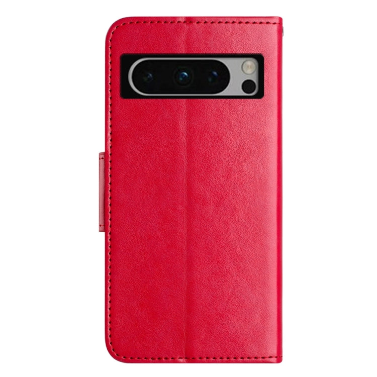 Butterfly flower pattern flip leather phone case for Google Pixel 8 Pro, showcasing its stylish design and functional features.