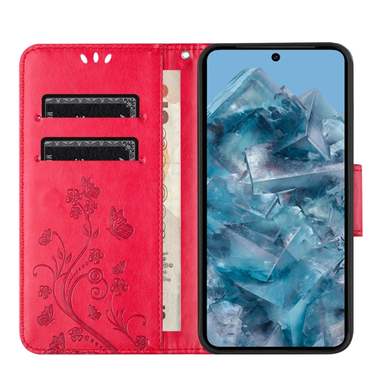 Butterfly flower pattern flip leather phone case for Google Pixel 8 Pro, showcasing its stylish design and functional features.
