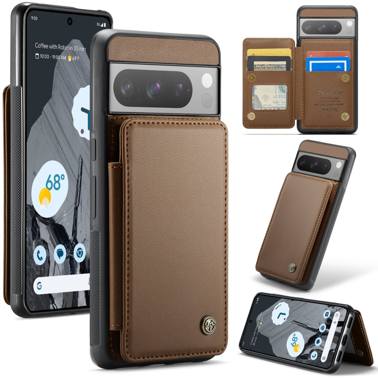CaseMe C22 Card Slots Holder for Google Pixel 8 Pro, featuring card slots, zipper bag, and RFID anti-theft technology.