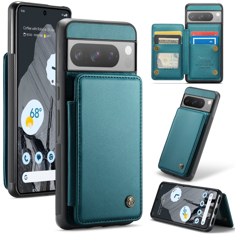 CaseMe C22 Card Slots Holder for Google Pixel 8 Pro, featuring card slots, RFID protection, and a bracket design for hands-free viewing.
