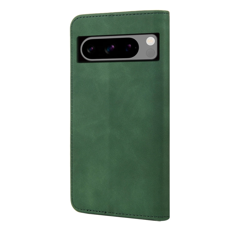 Green splicing leather phone case for Google Pixel 8 Pro, showcasing its stylish design and practical features.