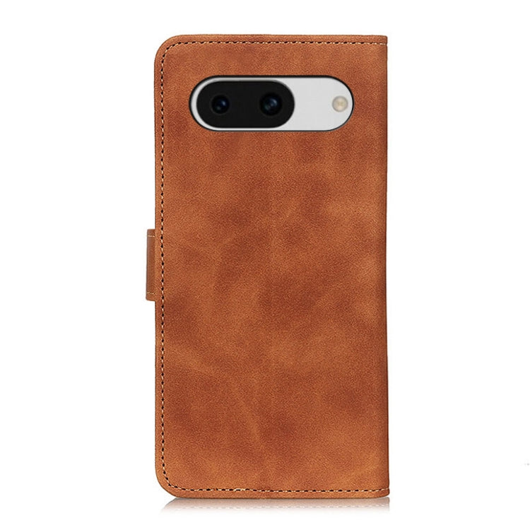 KHAZNEH Retro Texture Flip Leather Phone Case for Google Pixel 8a, showcasing its stylish design and functional features.