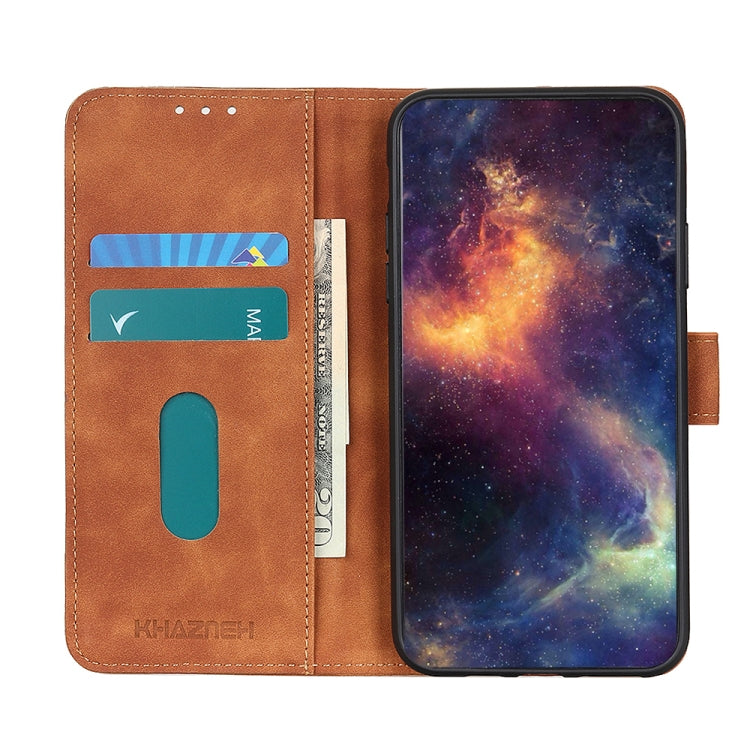 KHAZNEH Retro Texture Flip Leather Phone Case for Google Pixel 8a, showcasing its stylish design and functional features.