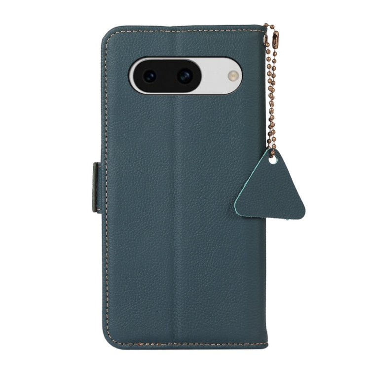 For Google Pixel 8A Side-Magnetic TJ Genuine Leather RFID Phone Case showcasing its elegant design and card wallet feature.
