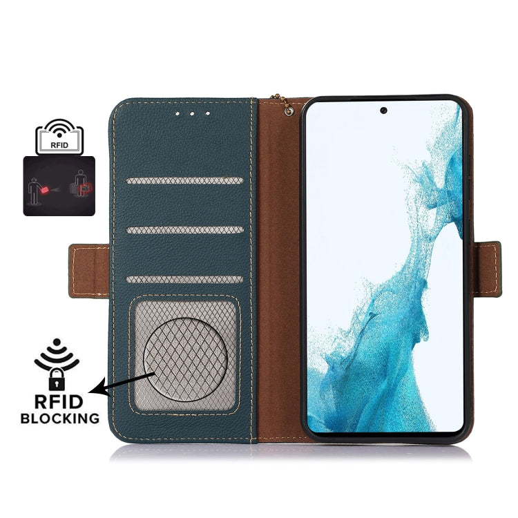 For Google Pixel 8A Side-Magnetic TJ Genuine Leather RFID Phone Case showcasing its elegant design and card wallet feature.
