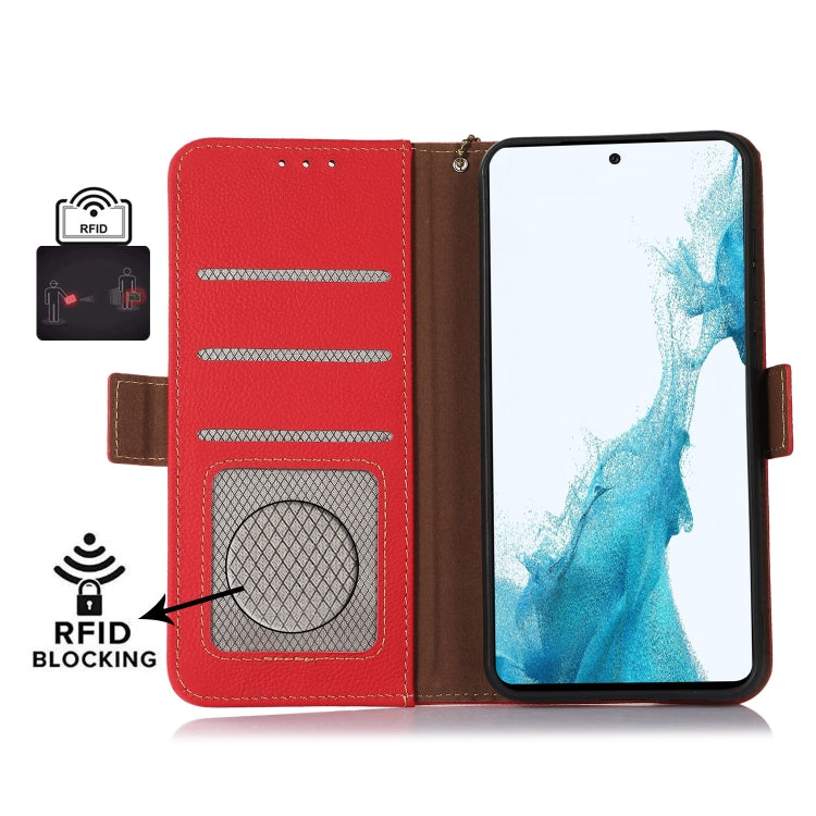For Google Pixel 8A Side-Magnetic TJ Genuine Leather RFID Phone Case showcasing its elegant design and card wallet feature.