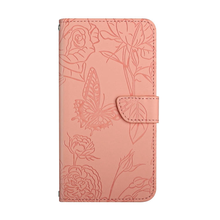 Butterfly embossed flip leather phone case for Google Pixel 8a, showcasing its elegant design and functional features.