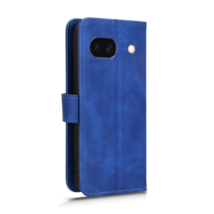 Blue magnetic flip leather phone case designed for Google Pixel 8a, showcasing its sleek design and card slots.