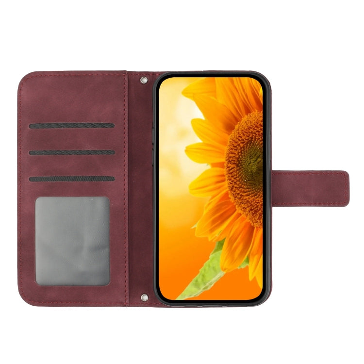 For Google Pixel 8a Sun Flower Embossed Flip Leather Phone Case showcasing its stylish design and functional features.