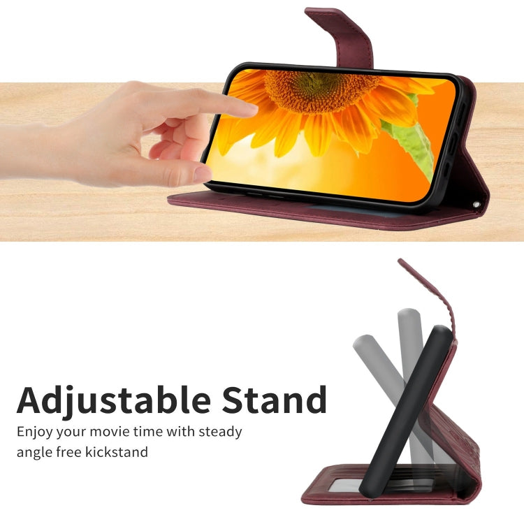 For Google Pixel 8a Sun Flower Embossed Flip Leather Phone Case showcasing its stylish design and functional features.