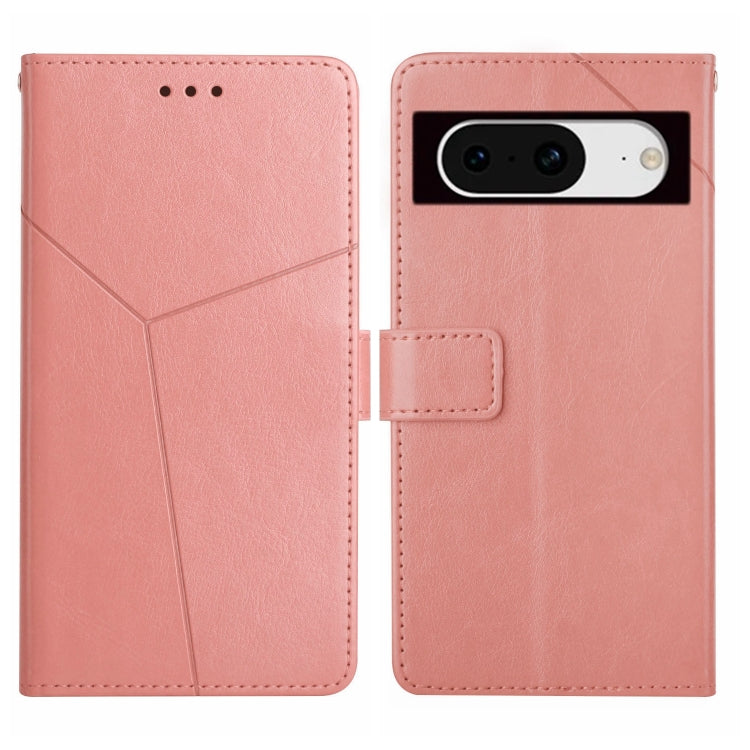 Pink Y-shaped pattern flip leather phone case designed for Google Pixel 8a, showcasing its stylish design and functional features.