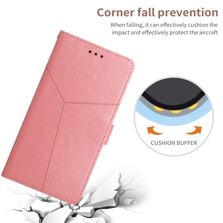 Pink Y-shaped pattern flip leather phone case designed for Google Pixel 8a, showcasing its stylish design and functional features.
