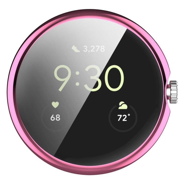 TPU Electroplated Watch Case for Google Pixel Watch 2, showcasing its sleek design and full coverage protection.