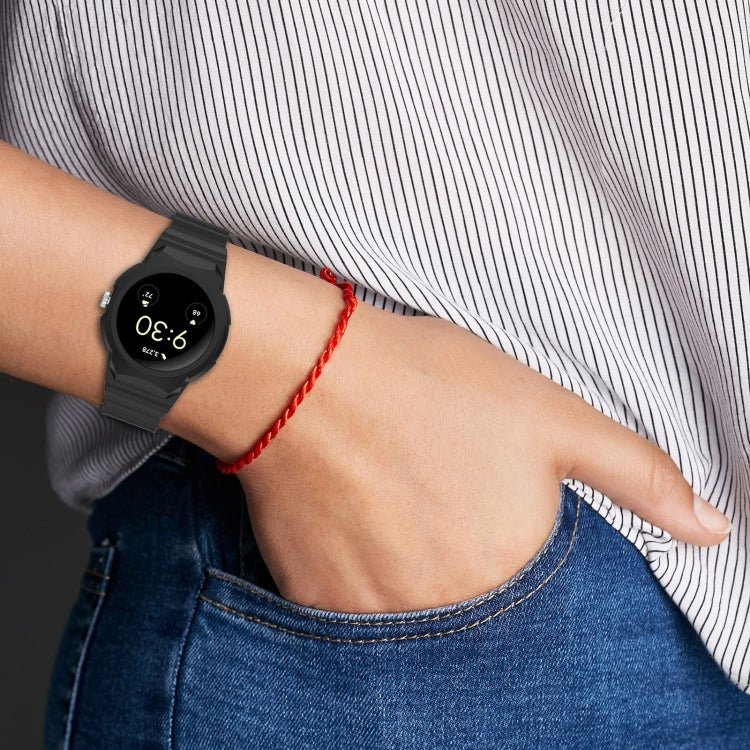 Integrated Fully Enclosed Silicone Watch Strap for Google Pixel Watch 2, showcasing its sleek design and protective frame.