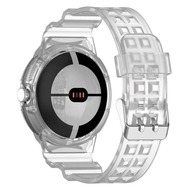 Integrated Fully Enclosed Silicone Watch Strap for Google Pixel Watch 2, showcasing its sleek design and protective frame.