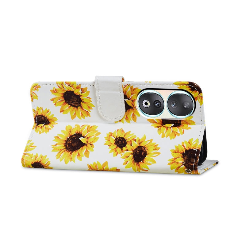 For Honor 90 Painted Pattern Horizontal Flip Leather Phone Case with card slots and wrist strap, showcasing its stylish design and functionality.