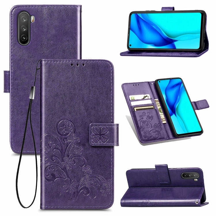 Four-leaf clasp embossed buckle case for Huawei Mate 40 Lite, showcasing elegant design and card slot functionality.