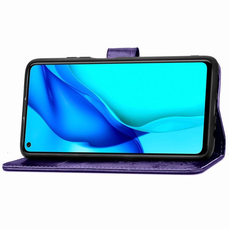 Four-leaf clasp embossed buckle case for Huawei Mate 40 Lite, showcasing elegant design and card slot functionality.