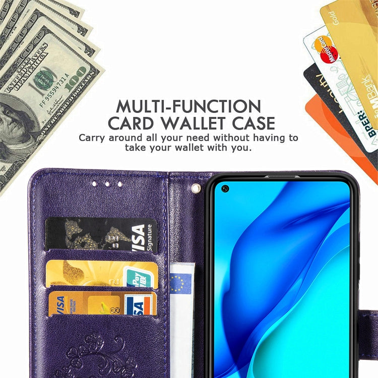 Four-leaf clasp embossed buckle case for Huawei Mate 40 Lite, showcasing elegant design and card slot functionality.