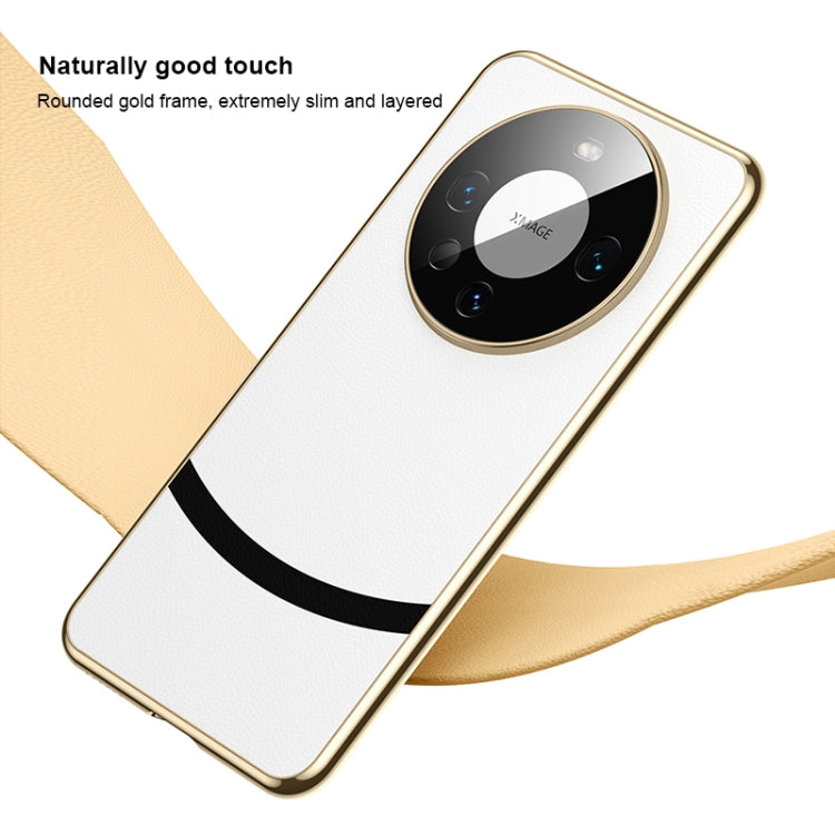 Electroplated Edge + Leather case for Huawei Mate 50 RS Porsche Design, showcasing premium leather finish and stylish edges.