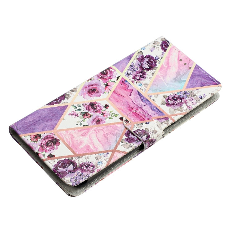 Purple Marble Leather Phone Case for Huawei Mate 60, showcasing its stylish design and functional features.