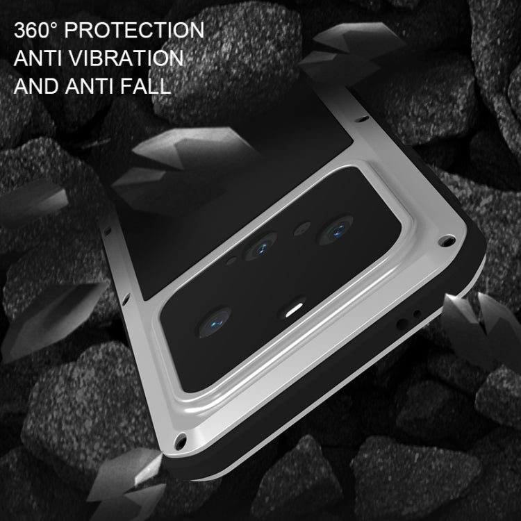 LOVE MEI Metal Shockproof Case for Huawei Mate 60 Pro, showcasing its durable metal design and full coverage protection.