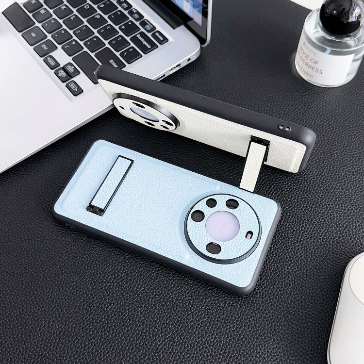 Litchi texture fold holder shockproof phone case for Huawei Mate 60 Pro, showcasing its durable design and stylish appearance.