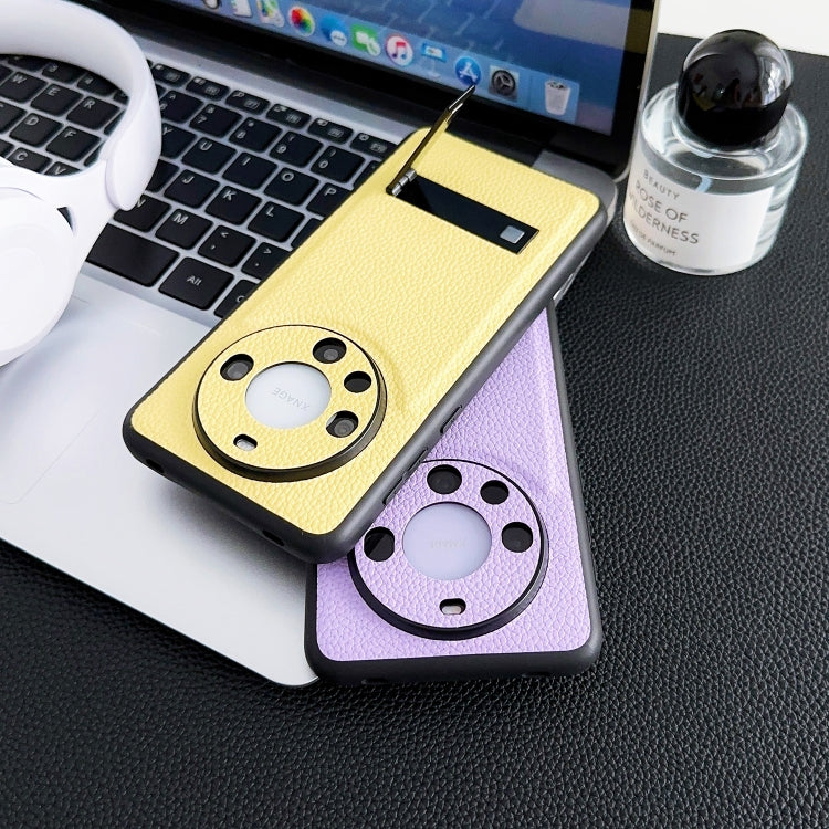 Litchi texture fold holder shockproof phone case for Huawei Mate 60 Pro, showcasing its durable design and stylish appearance.