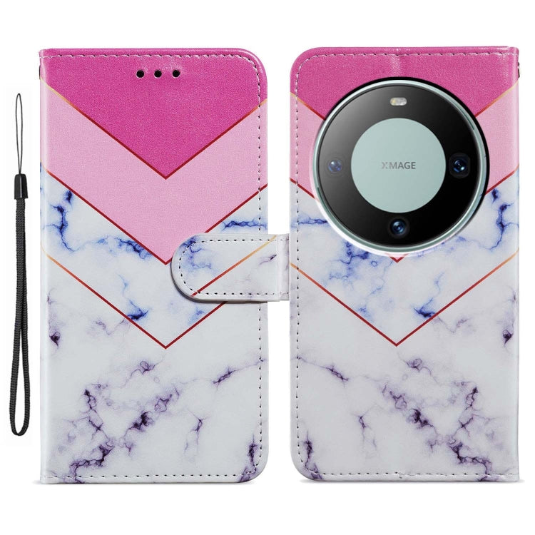 For Huawei Mate 60 Pro Painted Pattern Horizontal Flip Leather Phone Case with card slots and wrist strap, showcasing its stylish design and functionality.