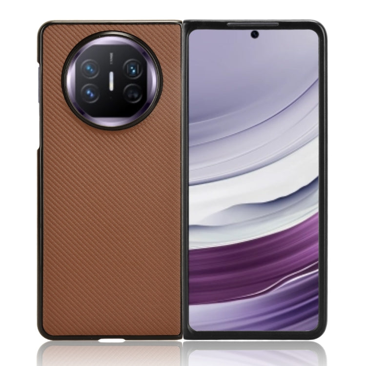Brown PU leather phone case for Huawei Mate X5, showcasing its sleek design and durable material.